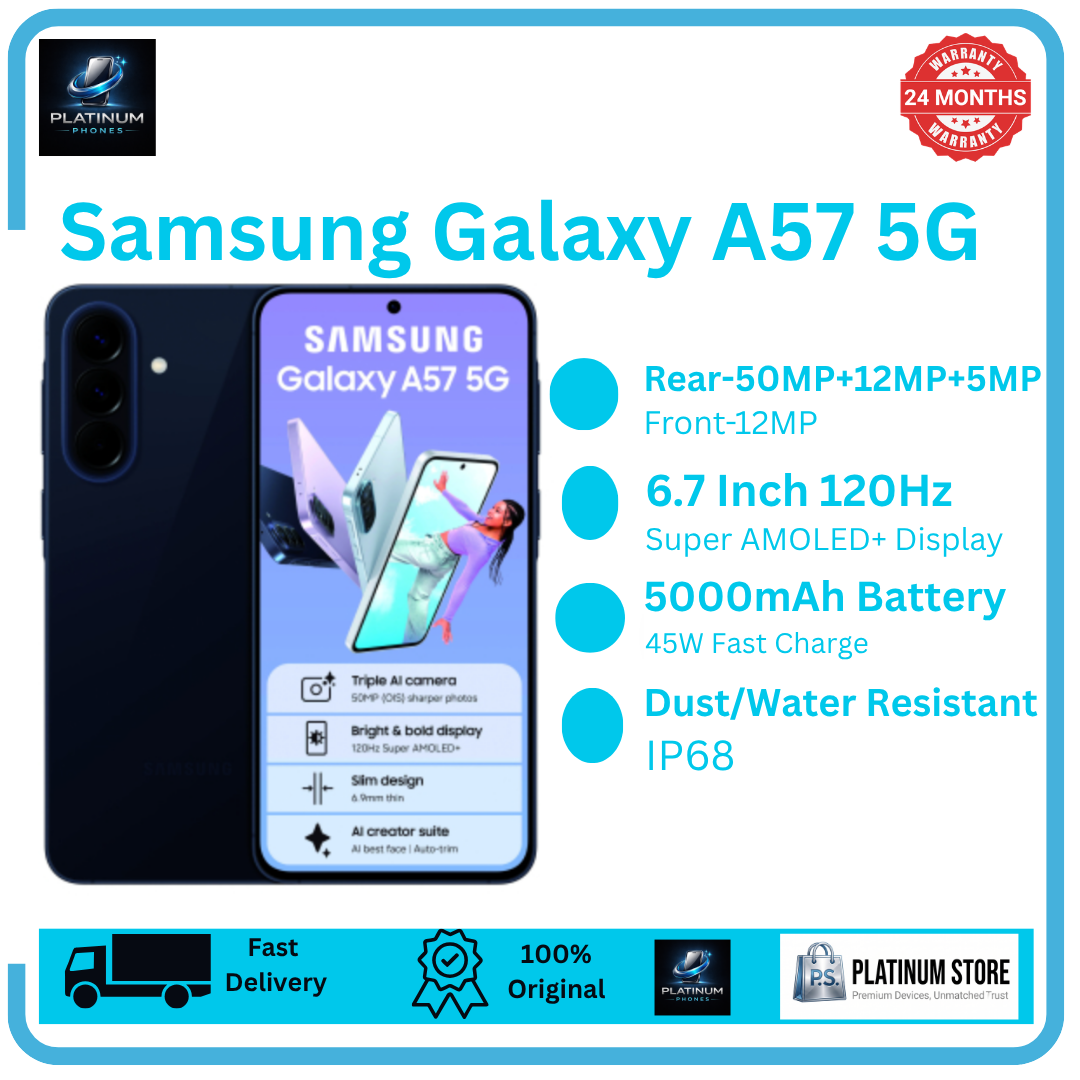 Samsung Galaxy A57 5G 256GB+16(8+8)GB Super AMOLED+ Display 6.7" (50+12+5)MP Super Clear-Camera 5000mAh Battery 45W Fast Charging Dual e-SIM Support Under-Display Fingerprint Galaxy AI Smartphone
