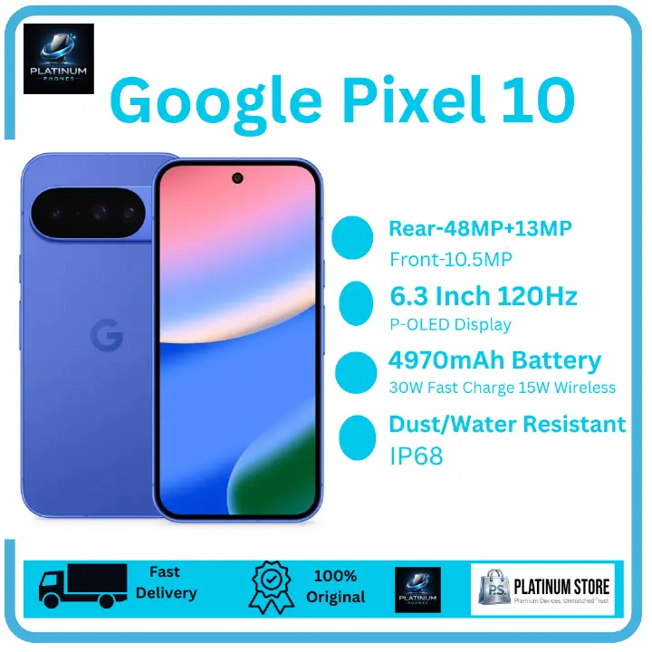 [Brand New] Google Pixel 10 128GB+8GB 6.3" P-OLED 120Hz Display 48+10.8+13MP Back Cameras 4970mAh Battery 30W Wired 15W Wireless Under-Display Fingerprint Tensor G4 SoC Dual SIM/e-SIM Smartphone