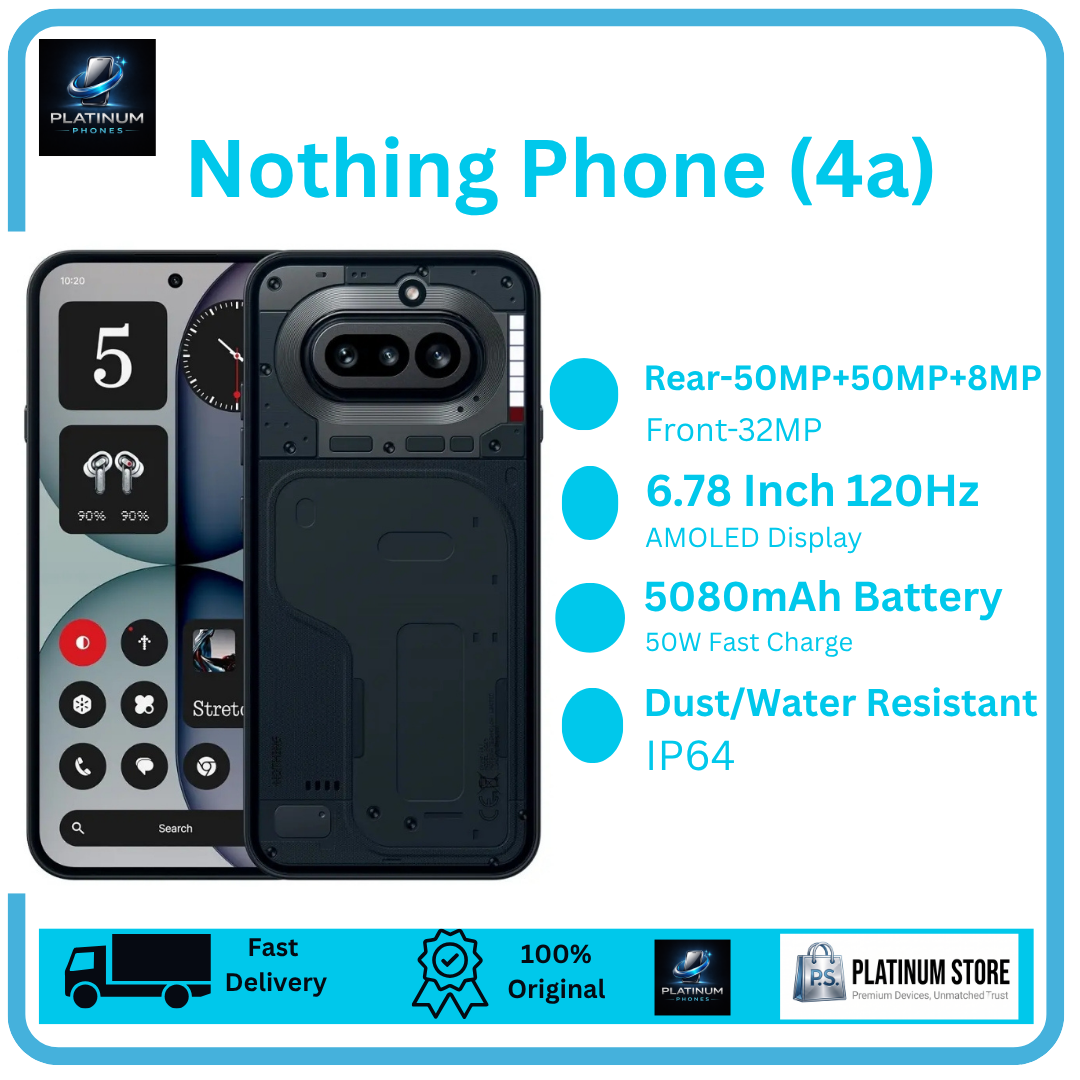 [Brand New🔥🔥] Nothing Phone 4A 256GB+8GB 6.78" AMOLED 120Hz Display Dual SIM 50+50+8MP Back Cameras 5080mAh Battery 50W Fast Charging Under-Display Fingerprint IP64 Rated Android Smartphone