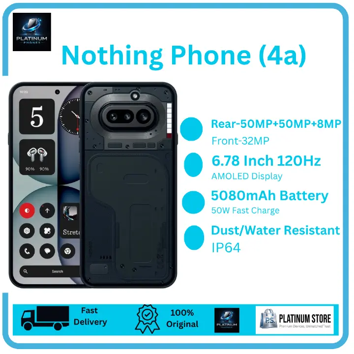 [Brand New🔥🔥] Nothing Phone 4A 256GB+8GB 6.78" AMOLED 120Hz Display Dual SIM 50+50+8MP Back Cameras 5080mAh Battery 50W Fast Charging Under-Display Fingerprint IP64 Rated Android Smartphone