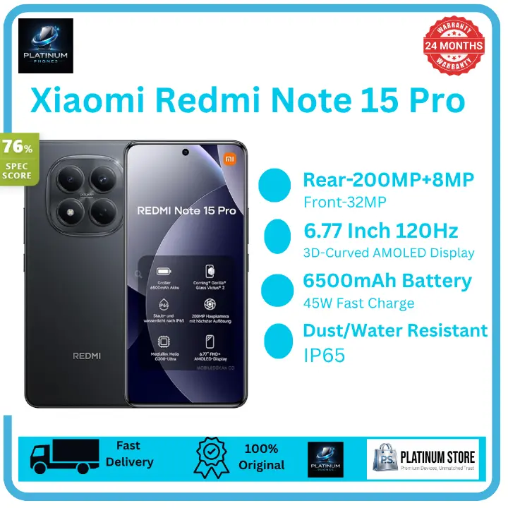 [Anniversary Offer🔥] XIAOMI Redmi Note 15 Pro 256GB+16(8+8)GB 3D-Curved Display 6.77" 120Hz Display Under-Display Fingerprint (200+8)MP Camera 6500mAh Battery 45W Hyper-Charge AI Smartphone