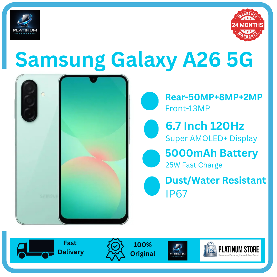 [Price Drop] Samsung Galaxy A26 5G 256/128GB+6/8GB 6.7" Super AMOLED 120Hz Display (50+8+2)MP Camera 5000mAh Battery 25W Fast Charging Dual SIM Fingerprint 13MP Selfie Camera Galaxy AI Smartphone