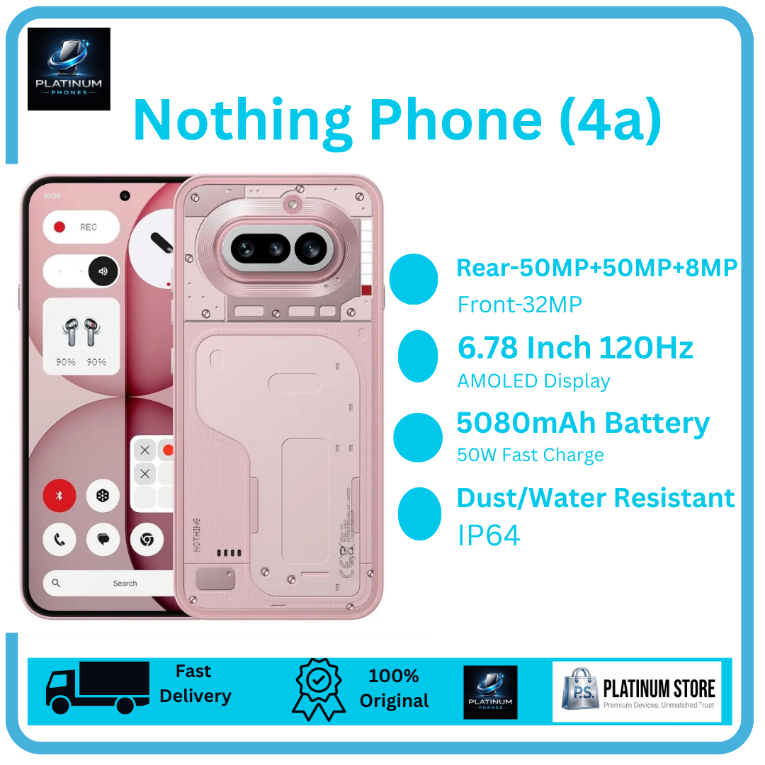 [Brand New🔥🔥] Nothing Phone 4A 256GB+8GB 6.78" AMOLED 120Hz Display Dual SIM 50+50+8MP Back Cameras 5080mAh Battery 50W Fast Charging Under-Display Fingerprint IP64 Rated Android Smartphone