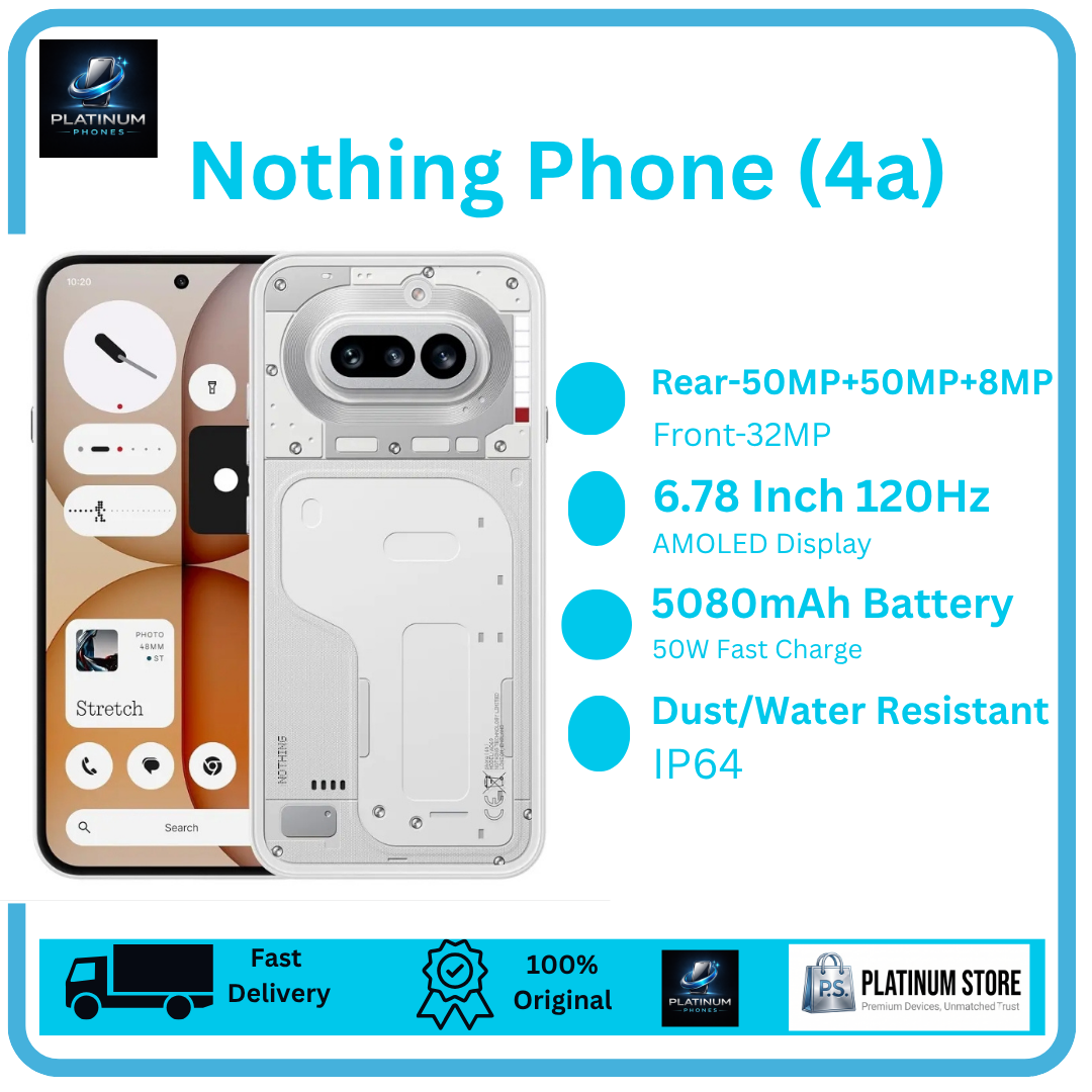 [Brand New🔥🔥] Nothing Phone 4A 256GB+8GB 6.78" AMOLED 120Hz Display Dual SIM 50+50+8MP Back Cameras 5080mAh Battery 50W Fast Charging Under-Display Fingerprint IP64 Rated Android Smartphone