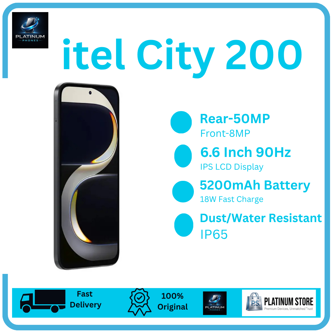 [Anniversary Special] itel City 200 128GB+8(4+4)GB 6.78" IPS LCD 120Hz Display 50MP Back Camera 5200mAh Battery 18W Fast Charging Dual SIM Fingerprint Unlock Android Smartphone