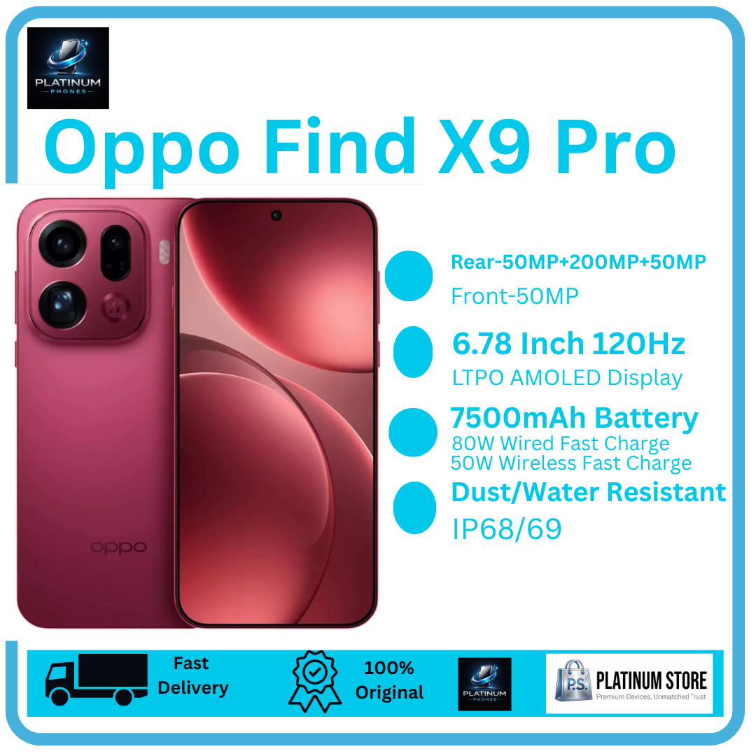 [Brand New] OPPO Find X9 Pro 512GB+12GB LTPO AMOLED 6.78" 120Hz Display Massive 7500mAh Battery 80W Wired 50W Wireless 50+200+50MP Back Cameras Under-Display Ultrasonic Fingerprint Smart AI Smartphone