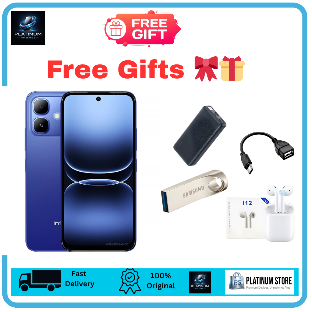 [Anniversary Offer] Infinix Smart 20 128GB+8(4+4)GB 6.78" IPS LCD 120Hz Display 8MP Camera 5200mAh Battery 15W Fast Charging Dual SIM IP64 Rated Fingerprint Unlock MTK Helio G81 Ultimate Smartphone
