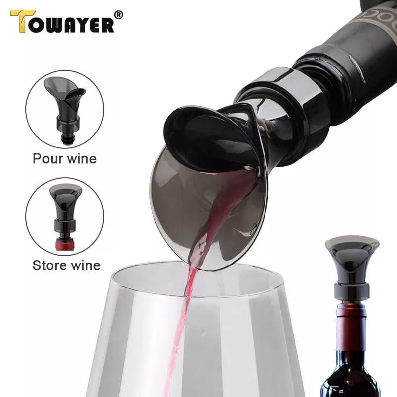 2 in 1 Wine Pourer and Bottle Stopper Aerator Leak Proof Wine Dispenser Spout Reusable Bar Accessory for Smooth Pouring Wine Preservation Home Kitchen Parties and Entertaining