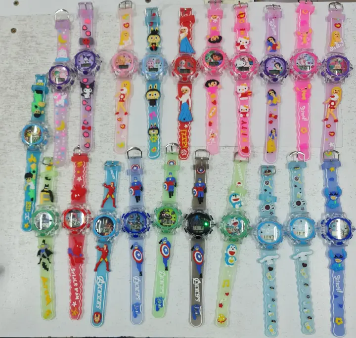 3D Cartoon Kids  Wrist Watch Silicone Strap LED Light Interactive Musical Character Watch for Children Educational Time Learning Fashion Accessory Boys and Girls