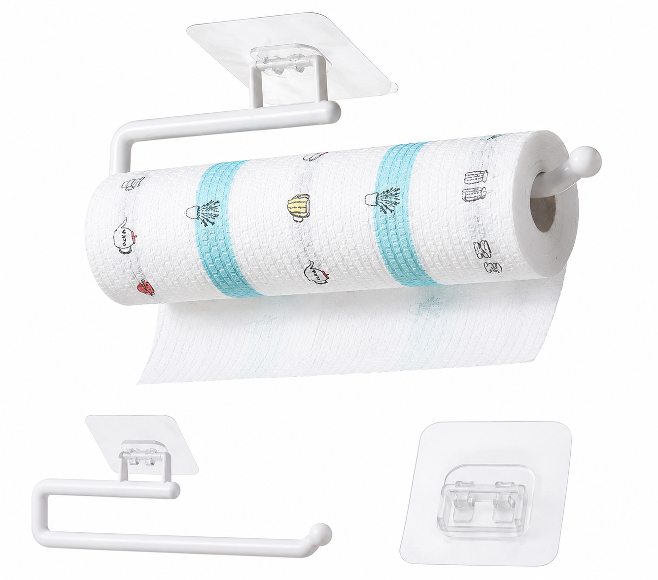 Premium Adhesive Under-Cabinet Paper Towel Holder – Space-Saving Wall & Cabinet Mounted Kitchen Roll Holder with No-Drill Installation for Paper Towels, Tissue Rolls & Cleaning Rolls