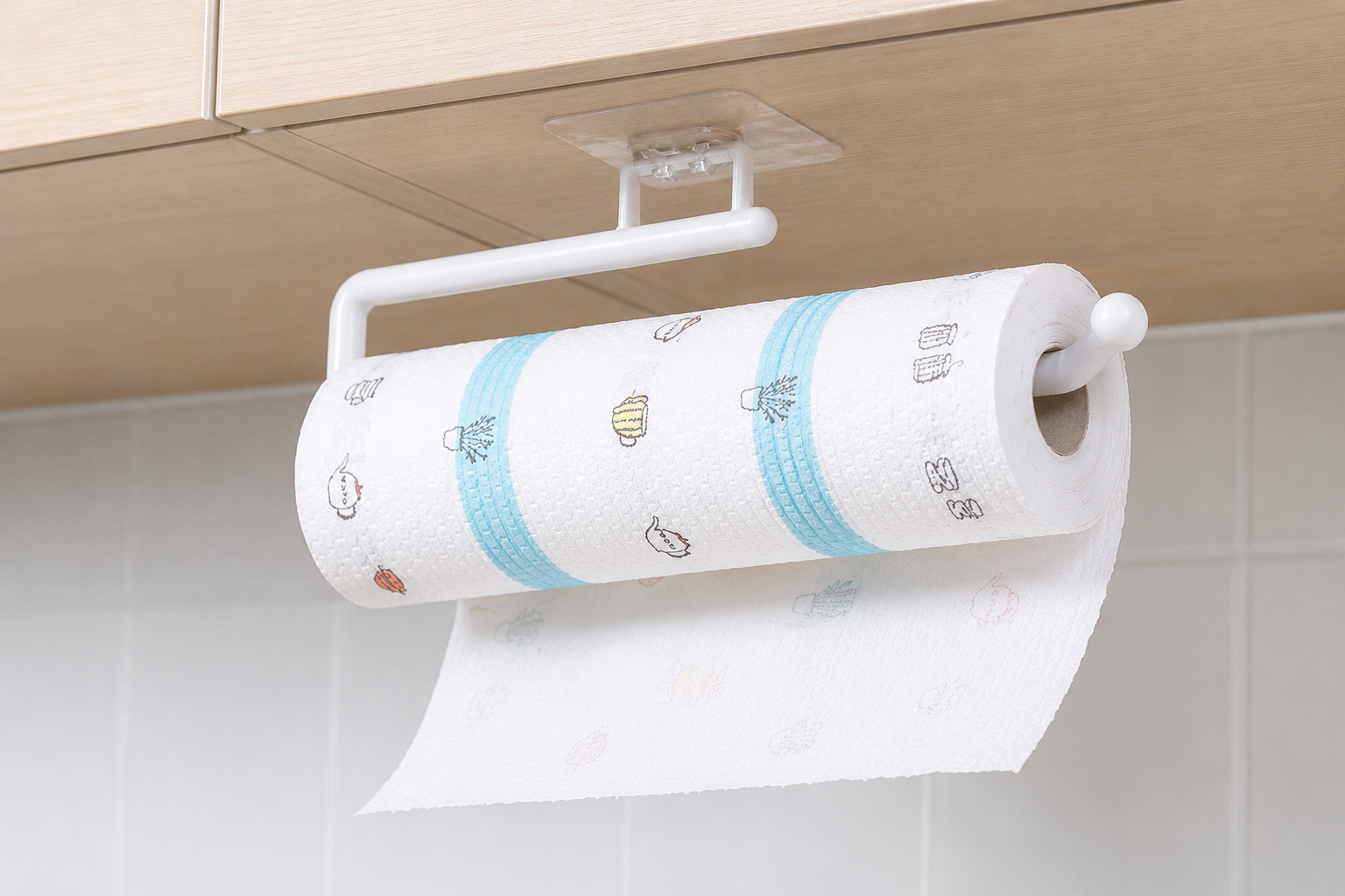 Premium Adhesive Under-Cabinet Paper Towel Holder – Space-Saving Wall & Cabinet Mounted Kitchen Roll Holder with No-Drill Installation for Paper Towels, Tissue Rolls & Cleaning Rolls