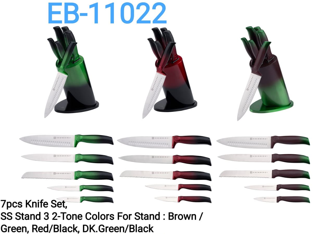 Edenberg EB-11022 7-Piece Stainless Steel Kitchen Knife Set with Storage Stand