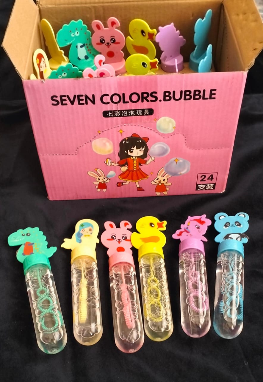 6 PCS Kids Toys Multi-color Optional Children's Mini Bubble Toys Cartoon Soapy Water Bubble Stick Soap Tube Bubble Wand (6PCS DIFFERENT COLORS)