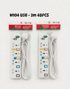 🔌 W104 Smart 4-Way Power Extension – Premium Heavy-Duty 3250W Strip with Integrated Surge Protector, 2 USB & 1 Type-C Hub