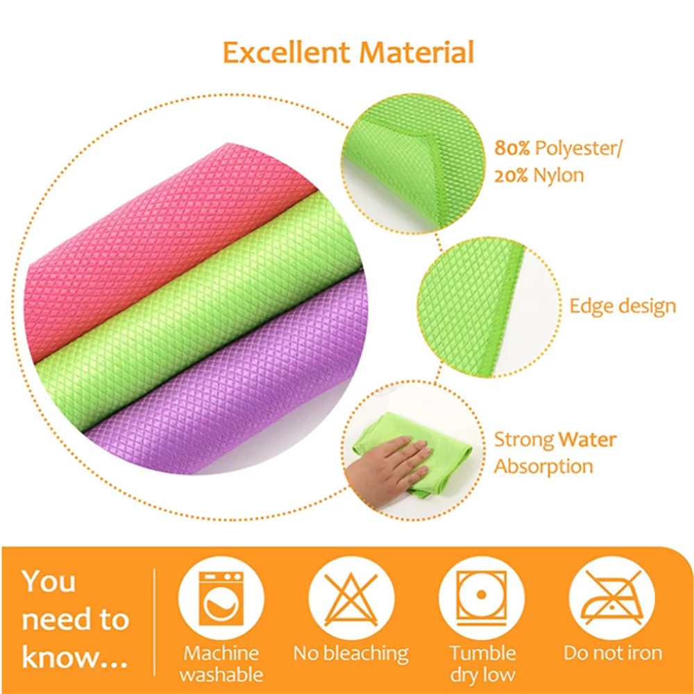 5pcs Fish Scale Microfiber glass Cleaning Cloth, Glass Nanoscale Cleaning Cloth, Wave Pattern, Rag for Washing home Windows, Mirrors, car window cleaning cloth, side mirrors, glass cup cleaning cloth