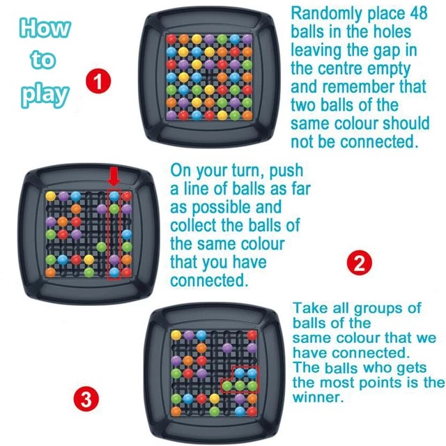 48 ball Puzzle Magic Chess Board Games Rainbow Ball Elimination Toy ,Logical Thinking ,Educational, Interactive Matching Play Toy for Kid and  Parent
