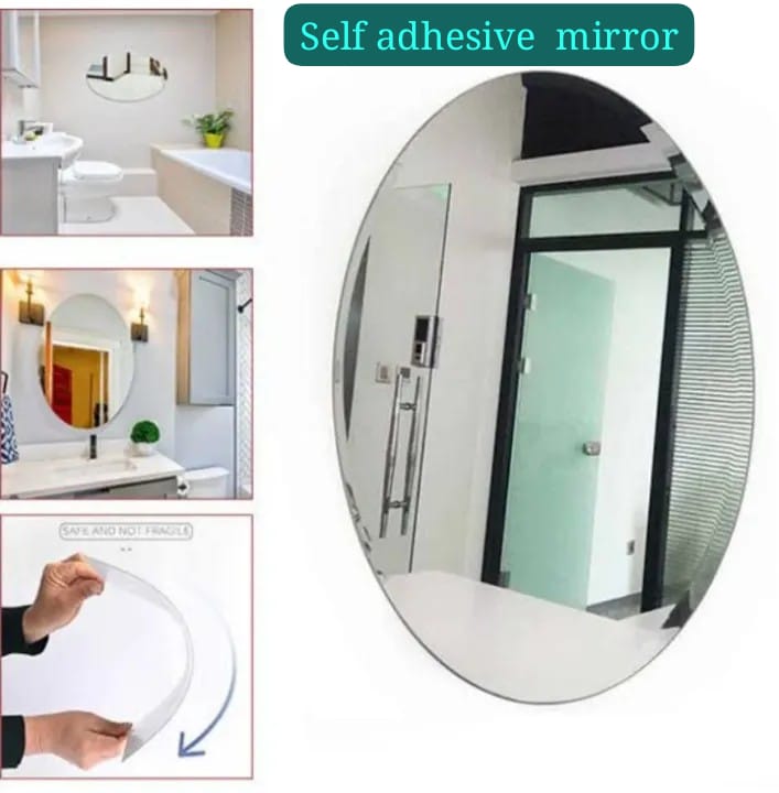 Oval shape 35 X 50 cm Shape Adhesive Mirror Sticker for Wall, Tiles, Bedroom, Living Room, Basin, Bathroom Wall I Both Side Sticker I Acrylic Wall Mirror