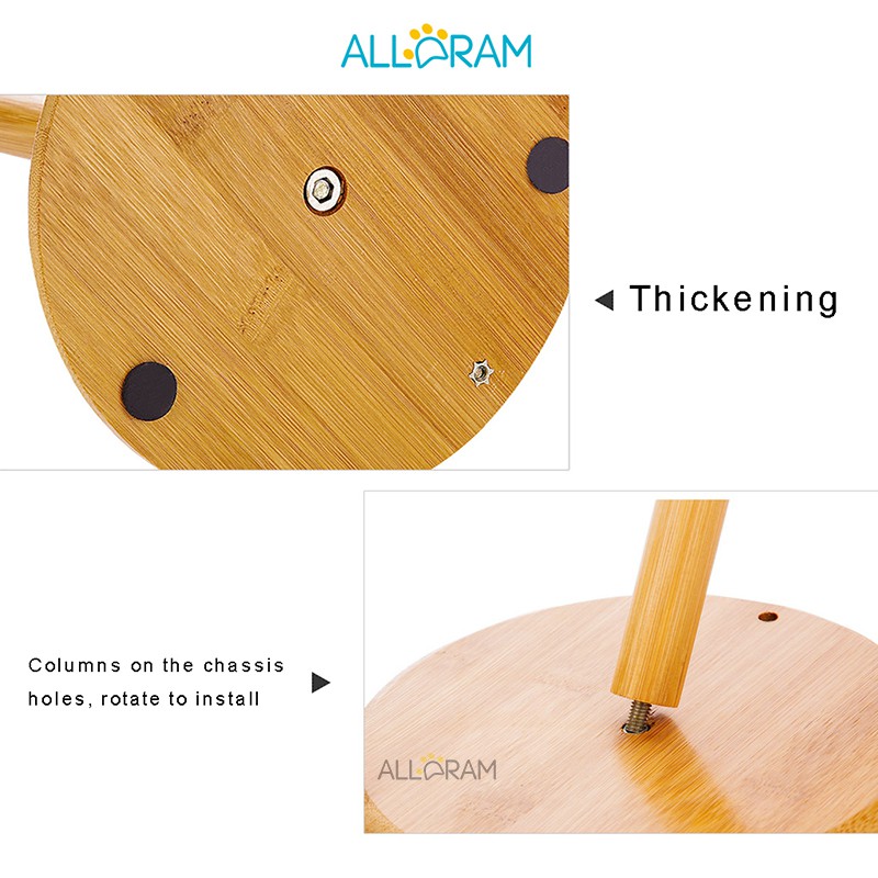Bamboo Wood Tissue Holder Vertical Roll Pole Paper Towel Holder for Kitchen/Toilet Freestanding