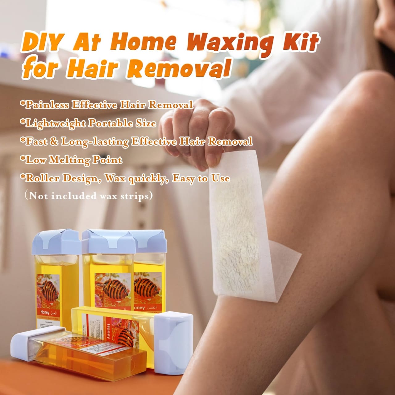 Painless Roll-On Wax Depilatory Honey & Aloe Vera Wax Cartridge for Bikini And Body Hair Removal