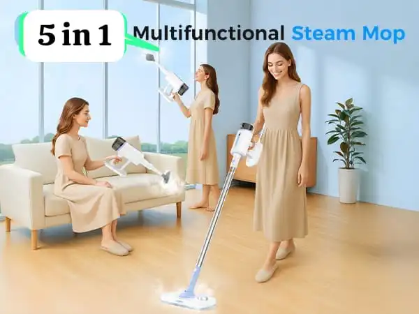5 In 1 Floor Steamer With Detachable Handheld Steam Cleaner Perfect For Hardwood Floors, Clothes, Windows, Tiles, Furniture, Carpet, Whole Home Use,Steam Mop For Floor Cleaning