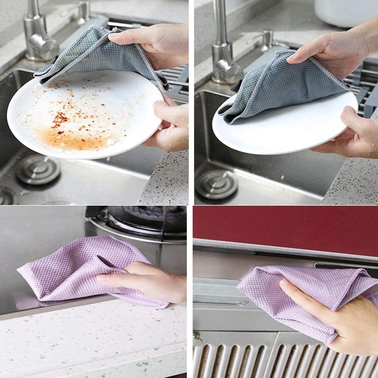 5pcs Fish Scale Microfiber glass Cleaning Cloth, Glass Nanoscale Cleaning Cloth, Wave Pattern, Rag for Washing home Windows, Mirrors, car window cleaning cloth, side mirrors, glass cup cleaning cloth