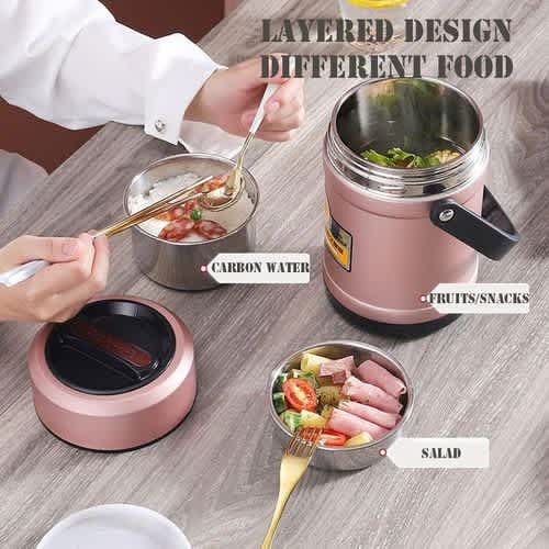 304 Stainless Steel Vacuum Thermal Lunch Box Food Jar Food flask, food  Warmer Container With the Handle 1.7L, keeps hot for 8-12 hours