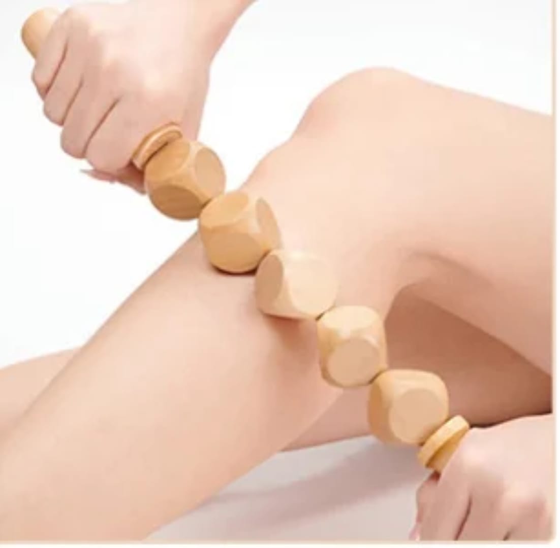 Wooden Massage Roller 6 Cube Design Body Roller Massage Stick Made Of Wood For lymphatic drainage  and muscle  pain relief and body sculpting