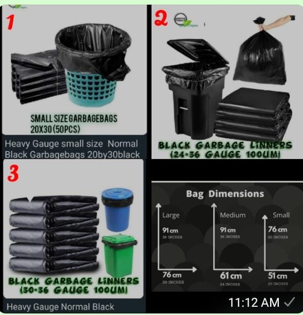 🗑️ 50-Piece Heavy Duty Black Garbage Bags – Professional Multi-Size Trash Liners