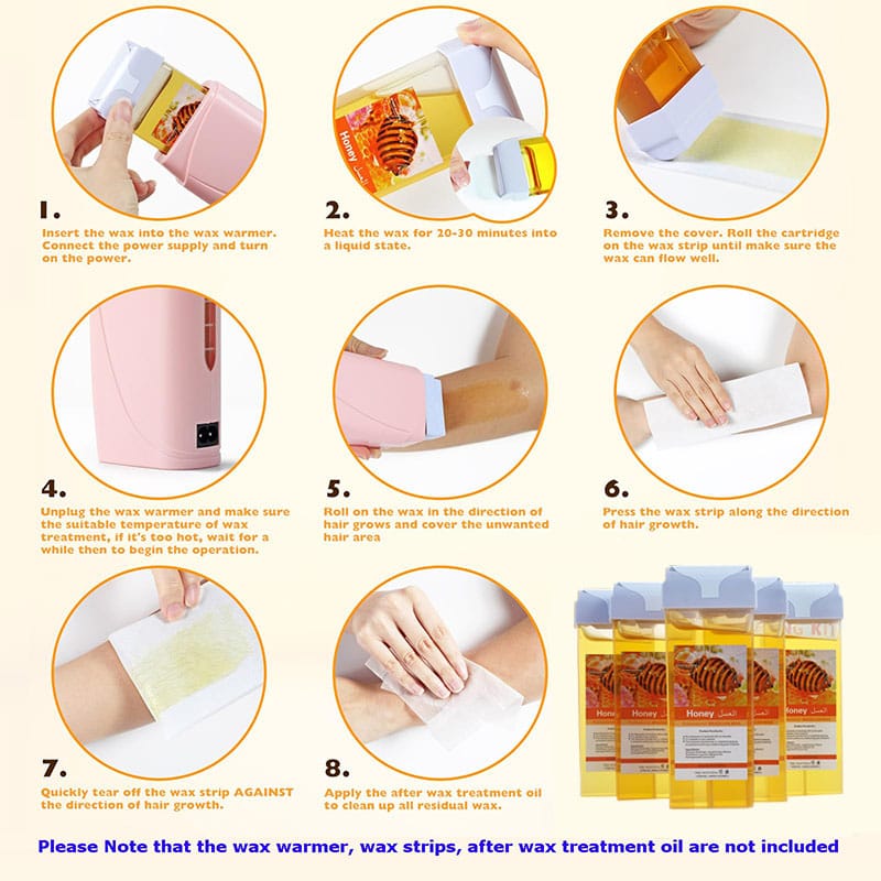 Painless Roll-On Wax Depilatory Honey & Aloe Vera Wax Cartridge for Bikini And Body Hair Removal