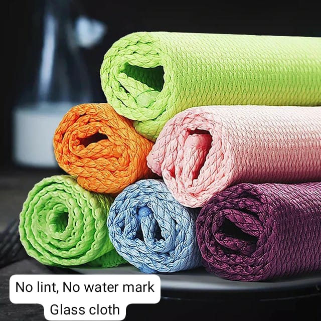 5pcs Fish Scale Microfiber glass Cleaning Cloth, Glass Nanoscale Cleaning Cloth, Wave Pattern, Rag for Washing home Windows, Mirrors, car window cleaning cloth, side mirrors, glass cup cleaning cloth