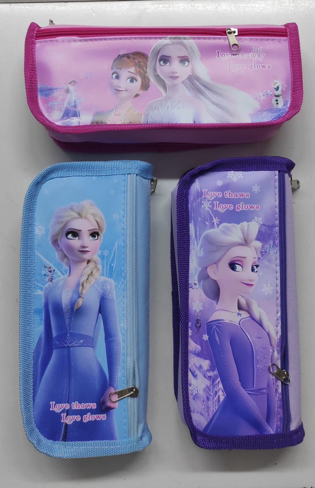 Cartoon themed Frozen Princess Elsa and Iron man Student Pencil pouch Case, Moulded Zip Closure Violet  Best Gift for back to school kids