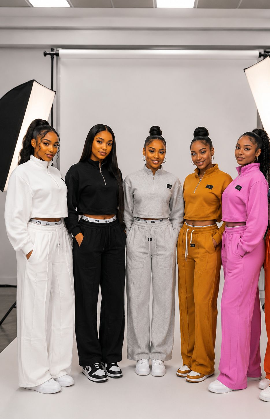 Women’s Casual Two Piece Tracksuit Set – Long Sleeve Crop Sweatshirt & Wide Leg Sweatpants