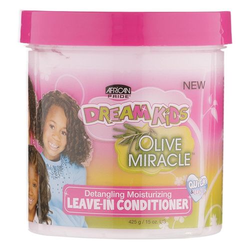 African Pride Dream Kids Olive Miracle Leave-In Conditioner - 425g, Moisturizing & Detangling for Kids' Hair