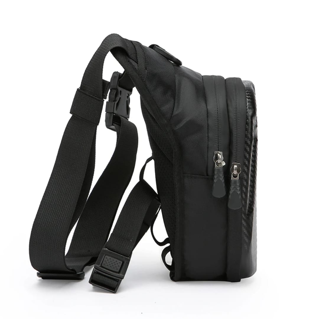 Motorcycle Leg Bag Waterproof Carbon Fiber Riding Waist Pack Shoulder Sling Storage Bag Black Outdoor Travel Utility Pouch