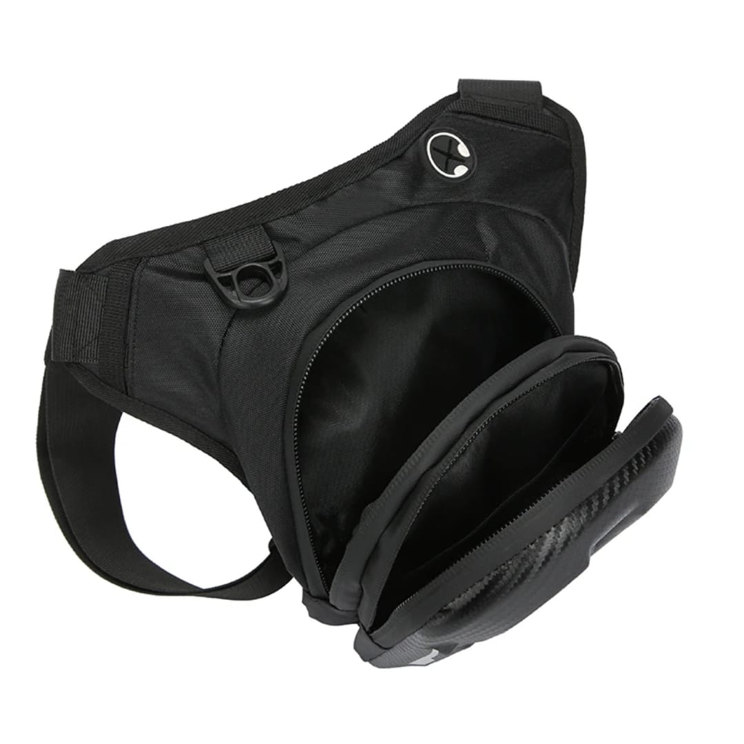 Motorcycle Leg Bag Waterproof Carbon Fiber Riding Waist Pack Shoulder Sling Storage Bag Black Outdoor Travel Utility Pouch