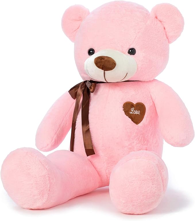 Giant Fluffy Teddy Bear Pink Soft Plush Stuffed Animal Hugging Doll Gift Toy For Kids Girls And Loved Ones