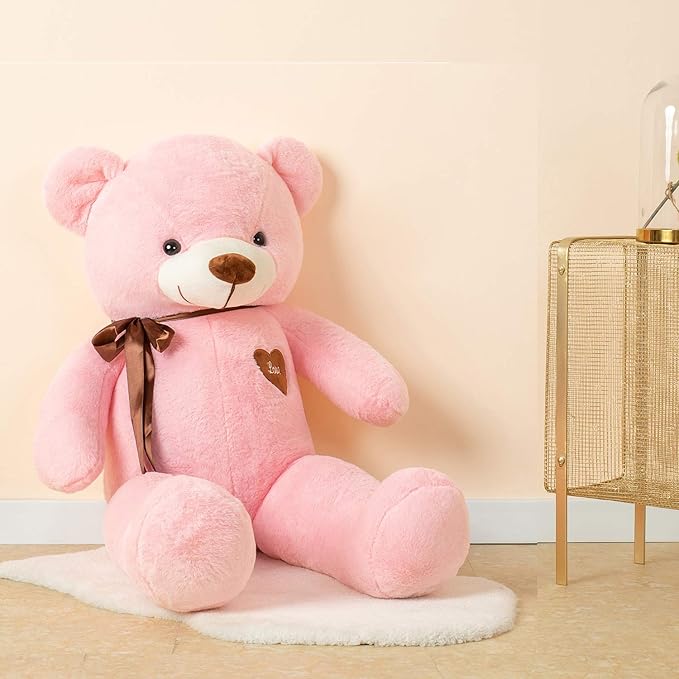Giant Fluffy Teddy Bear Pink Soft Plush Stuffed Animal Hugging Doll Gift Toy For Kids Girls And Loved Ones
