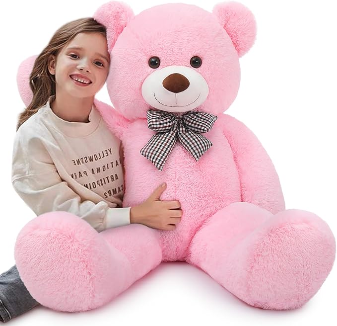 Giant Fluffy Teddy Bear Pink Soft Plush Stuffed Animal Hugging Doll Gift Toy For Kids Girls And Loved Ones
