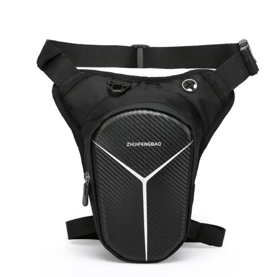 Motorcycle Leg Bag Waterproof Carbon Fiber Riding Waist Pack Shoulder Sling Storage Bag Black Outdoor Travel Utility Pouch