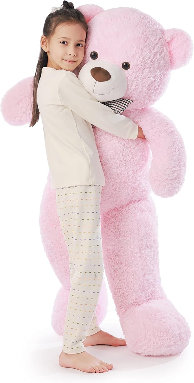 Giant Fluffy Teddy Bear Pink Soft Plush Stuffed Animal Hugging Doll Gift Toy For Kids Girls And Loved Ones