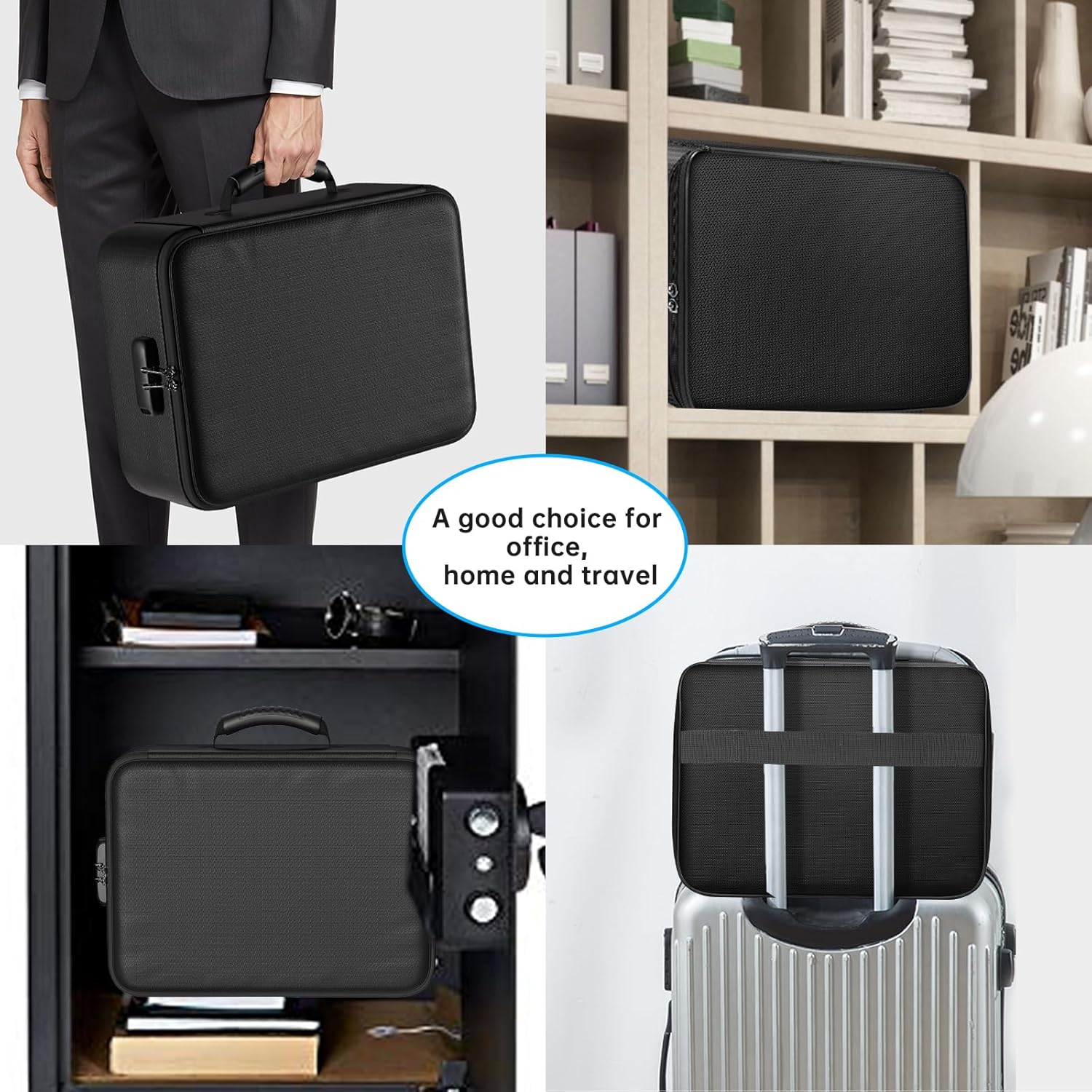 Fireproof Water Resistant Documents Organizer Storage Bag Portable Safe File Holder For Certificates Cash Passport And Important Documents