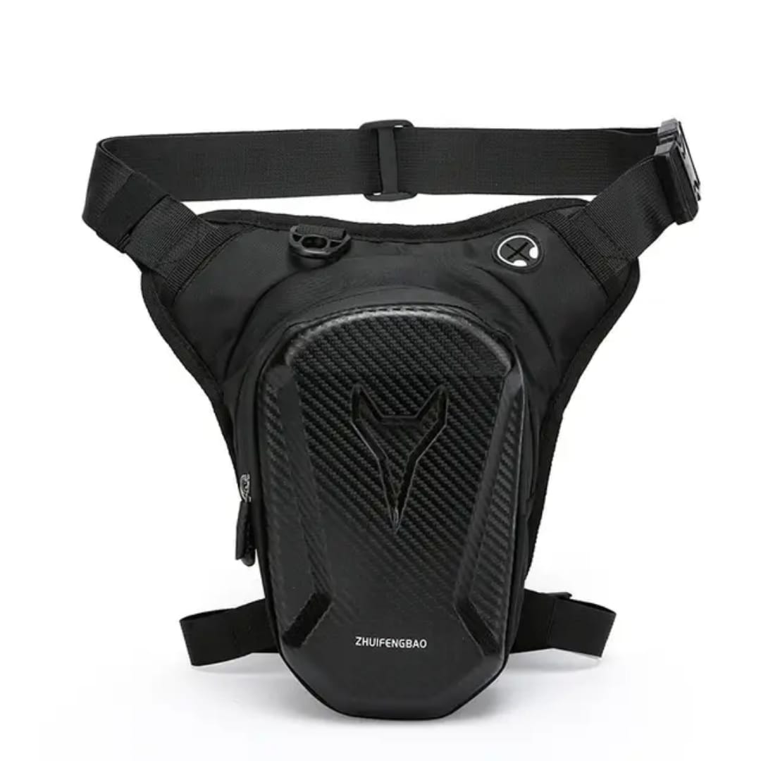 Motorcycle Leg Bag Waterproof Carbon Fiber Riding Waist Pack Shoulder Sling Storage Bag Black Outdoor Travel Utility Pouch