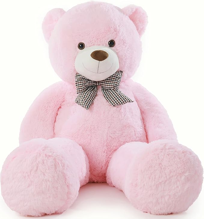 Giant Fluffy Teddy Bear Pink Soft Plush Stuffed Animal Hugging Doll Gift Toy For Kids Girls And Loved Ones