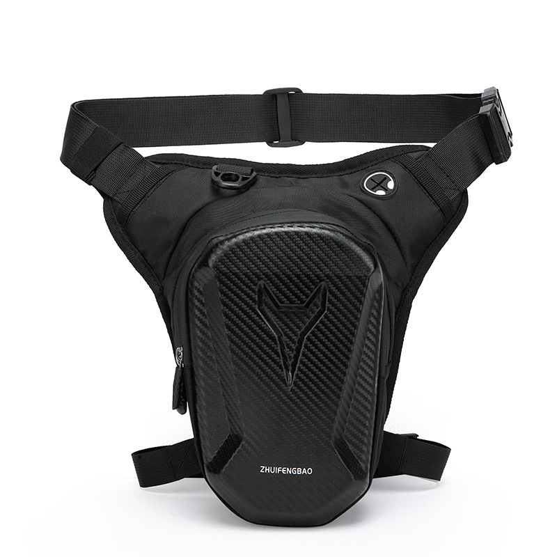 Motorcycle Leg Bag Waterproof Carbon Fiber Riding Waist Pack Shoulder Sling Storage Bag Black Outdoor Travel Utility Pouch