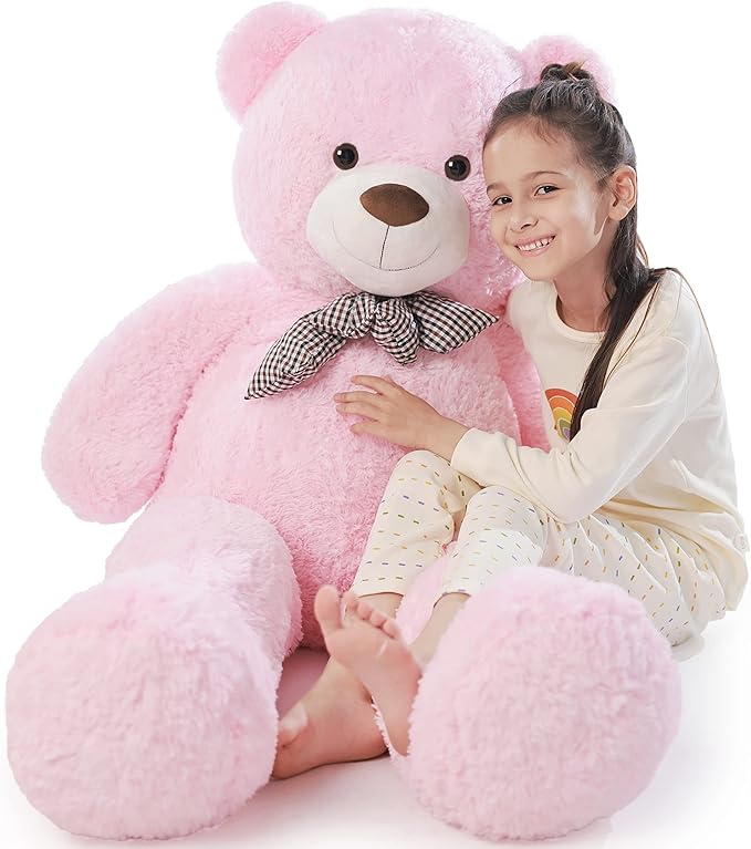 Giant Fluffy Teddy Bear Pink Soft Plush Stuffed Animal Hugging Doll Gift Toy For Kids Girls And Loved Ones