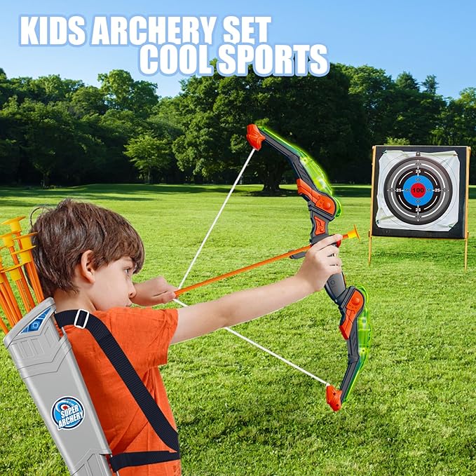 Kids Archer Fun Shooting Sport Bow And Arrow Toy Set With Target Indoor Outdoor Archery Training Game For Boys And Girls