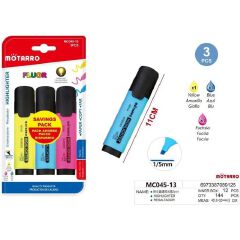 Fluorescent Highlighter Pens 3 Pack Set – Bright Color Study & Office Markers for School Notes, Books, Journals & Office Work