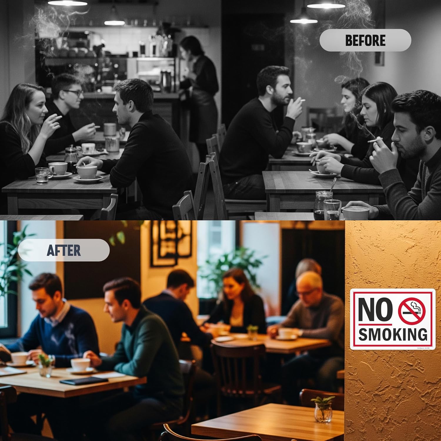 No Smoking Prohibition Symbol Sign Sticker – Safety Wall Sign for Office, Shop, Restaurant & Public Areas