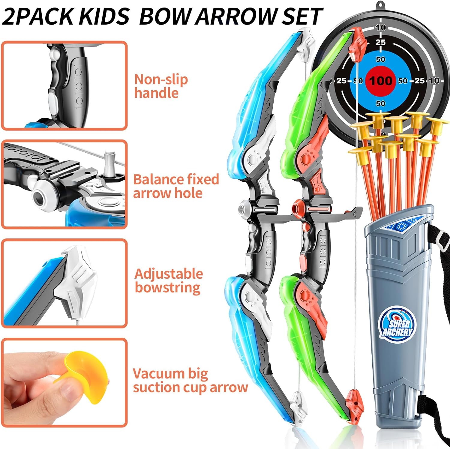 Kids Archer Fun Shooting Sport Bow And Arrow Toy Set With Target Indoor Outdoor Archery Training Game For Boys And Girls