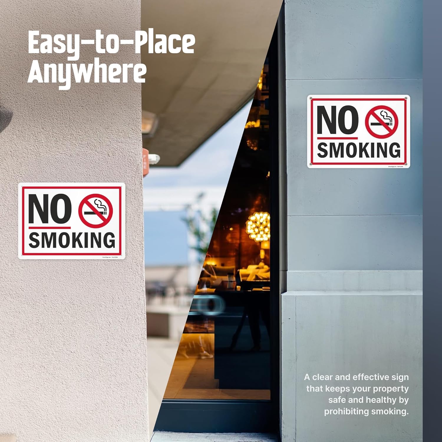 No Smoking Prohibition Symbol Sign Sticker – Safety Wall Sign for Office, Shop, Restaurant & Public Areas